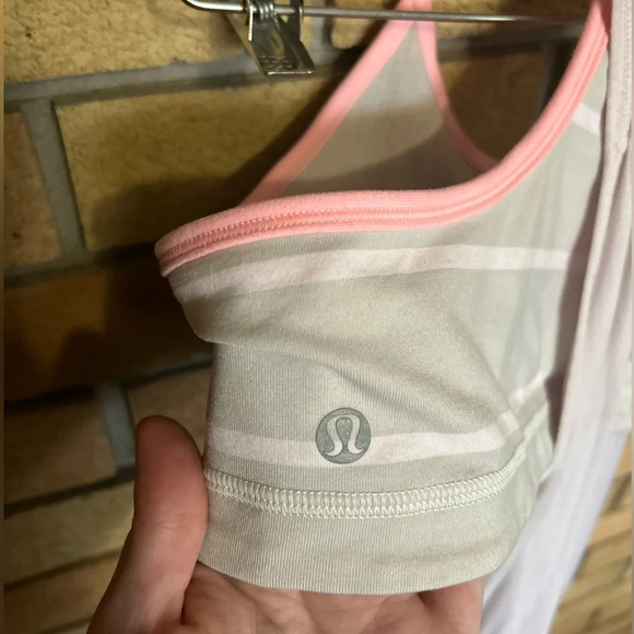 Lululemon No Limits Tank Grey & Pink Striped Tank Top Size 10 - Picture 4 of 5